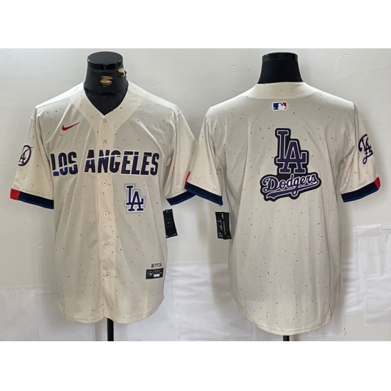 Men Los Angeles Dodgers Team Big Logo Cream Stitched Baseball Jersey 002 Men Los Angeles Dodgers Team Big Logo Cream Stitched Baseball Jersey 002