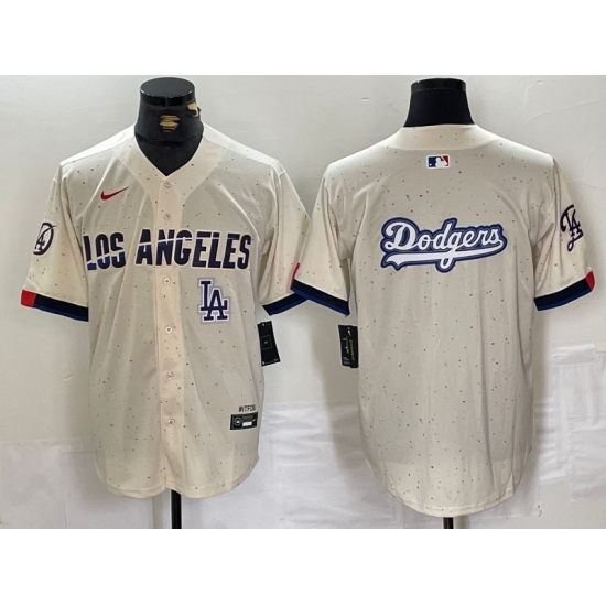 Men Los Angeles Dodgers Team Big Logo Cream Stitched Baseball Jersey 003 Men Los Angeles Dodgers Team Big Logo Cream Stitched Baseball Jersey 003