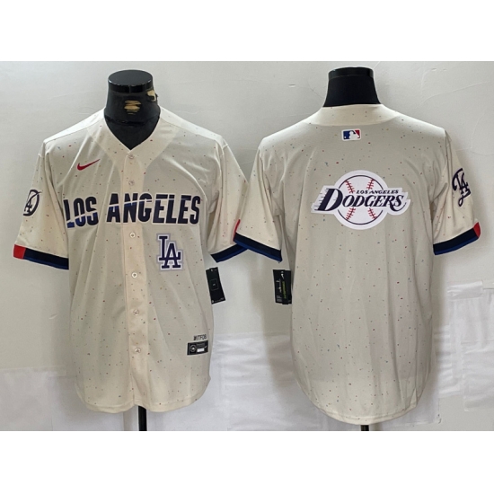 Men Los Angeles Dodgers Team Big Logo Cream Stitched Baseball Jersey 004 Men Los Angeles Dodgers Team Big Logo Cream Stitched Baseball Jersey 004