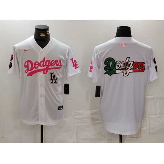 Men Los Angeles Dodgers Team Big Logo White Pink Vin 26 Kobe Patch Stitched Baseball Jersey 001 Men Los Angeles Dodgers Team Big Logo White Pink Vin 26 Kobe Patch Stitched Baseball Jersey 001