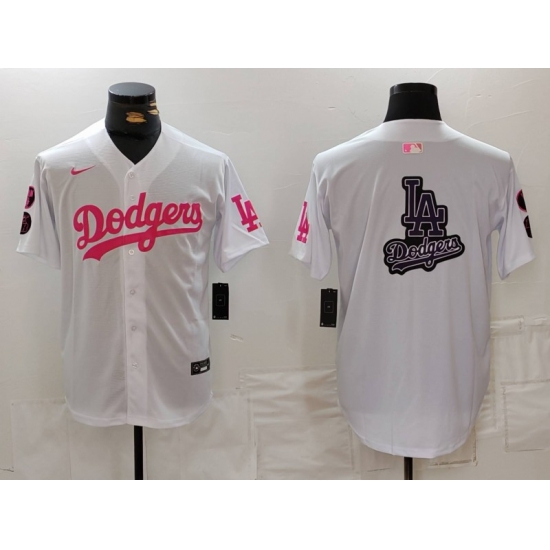Men Los Angeles Dodgers Team Big Logo White Pink Vin 26 Kobe Patch Stitched Baseball Jersey 002 Men Los Angeles Dodgers Team Big Logo White Pink Vin 26 Kobe Patch Stitched Baseball Jersey 002