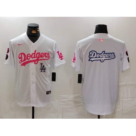 Men Los Angeles Dodgers Team Big Logo White Pink Vin 26 Kobe Patch Stitched Baseball Jersey 0 Men Los Angeles Dodgers Team Big Logo White Pink Vin 26 Kobe Patch Stitched Baseball Jersey 0
