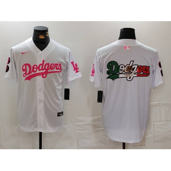 Men Los Angeles Dodgers Team Big Logo White Pink Vin 26 Kobe Patch Stitched Baseball Jersey 8 Men Los Angeles Dodgers Team Big Logo White Pink Vin 26 Kobe Patch Stitched Baseball Jersey 8