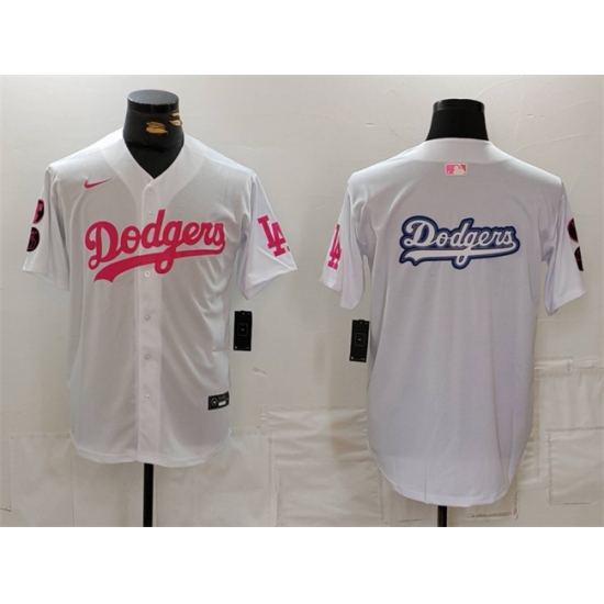 Men Los Angeles Dodgers Team Big Logo White Pink Vin 26 Kobe Patch Stitched Baseball JerseyS1 Men Los Angeles Dodgers Team Big Logo White Pink Vin 26 Kobe Patch Stitched Baseball JerseyS1