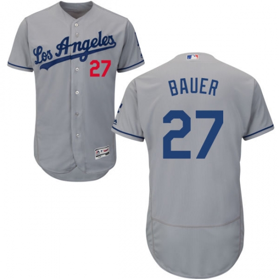Men Los Angeles Dodgers Trevor Bauer Grey Flex Base Jersey Men Los Angeles Dodgers Trevor Bauer Grey Flex Base Jersey