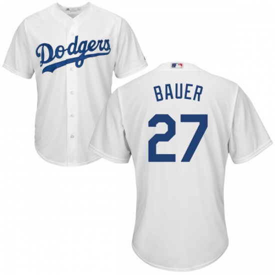 Men Los Angeles Dodgers Trevor Bauer White Cool Base Jersey Men Los Angeles Dodgers Trevor Bauer White Cool Base Jersey