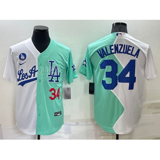 Men Nike Los Angeles Dodgers 34 Fernando Valenzuela 2022 All Star White Green Cool Base Stitched Baseball Jerseys Men Nike Los Angeles Dodgers 34 Fernando Valenzuela 2022 All Star White Green Cool Base Stitched Baseball Jerseys