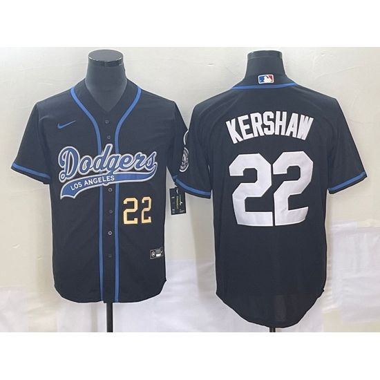 Men's Los Angeles Dodgers #22 Clayton Kershaw Number Black Cool Base Stitched Baseball Jersey Men's Los Angeles Dodgers #22 Clayton Kershaw Number Black Cool Base Stitched Baseball Jersey