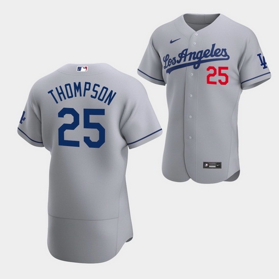 Men's Los Angeles Dodgers #25 Trayce Thompson Gray Flex Base Stitched Jersey Men's Los Angeles Dodgers #25 Trayce Thompson Gray Flex Base Stitched Jersey