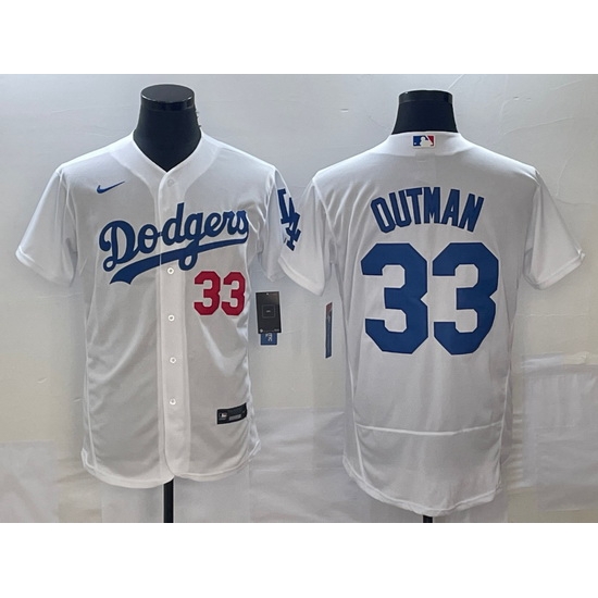 Men's Los Angeles Dodgers #33 James Outman White Flex Base Stitched Jersey Men's Los Angeles Dodgers #33 James Outman White Flex Base Stitched Jersey