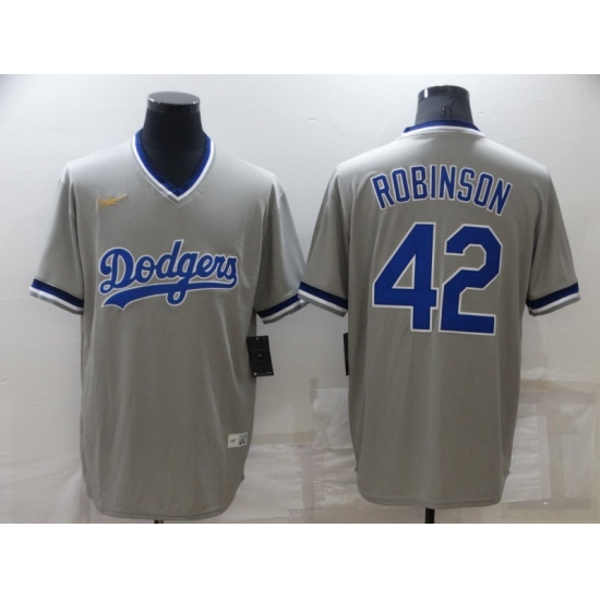 Men's Los Angeles Dodgers #42 Jackie Robinson Grey Cooperstown Collection Stitched MLB Throwback Nike Jersey Men's Los Angeles Dodgers #42 Jackie Robinson Grey Cooperstown Collection Stitched MLB Throwback Nike Jersey