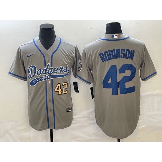 Men's Los Angeles Dodgers #42 Jackie Robinson Number Grey With Patch Cool Base Stitched Baseball Jersey Men's Los Angeles Dodgers #42 Jackie Robinson Number Grey With Patch Cool Base Stitched Baseball Jersey