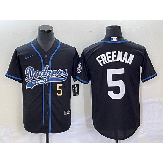 Men's Los Angeles Dodgers #5 Freddie Freeman Number Black Cool Base Stitched Baseball Jersey Men's Los Angeles Dodgers #5 Freddie Freeman Number Black Cool Base Stitched Baseball Jersey