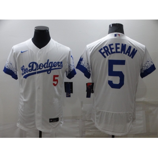 Men's Los Angeles Dodgers #5 Freddie Freeman White 2022 City Connect Flex Base Stitched Jersey Men's Los Angeles Dodgers #5 Freddie Freeman White 2022 City Connect Flex Base Stitched Jersey