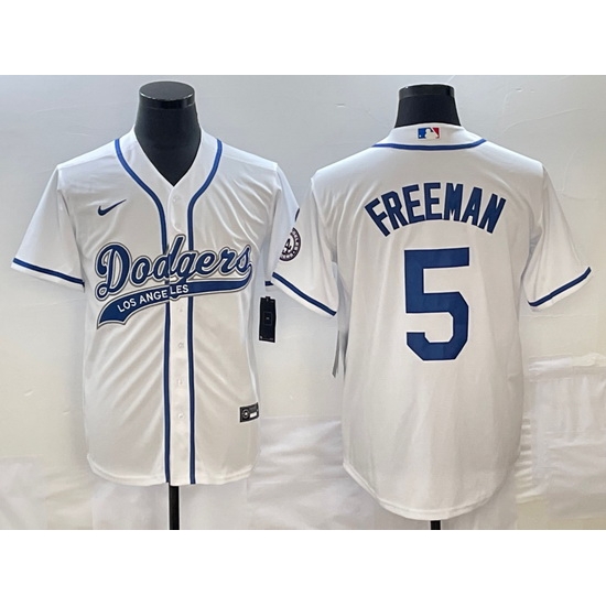 Men's Los Angeles Dodgers #5 Freddie Freeman White Cool Base Stitched Baseball Jersey1 Men's Los Angeles Dodgers #5 Freddie Freeman White Cool Base Stitched Baseball Jersey1