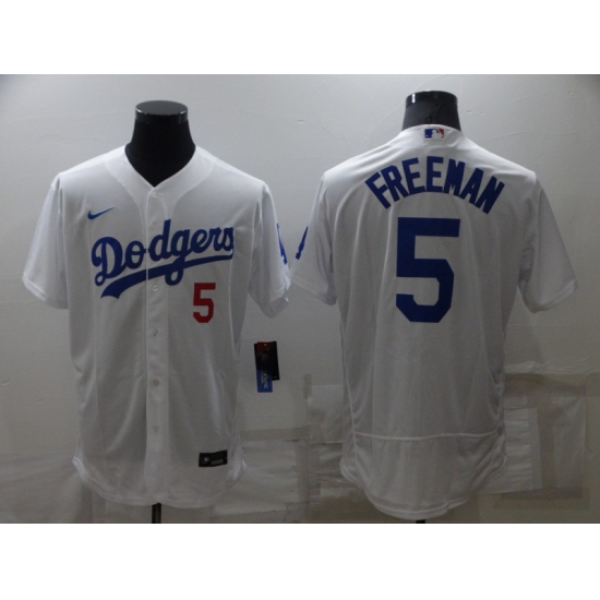 Men's Los Angeles Dodgers #5 Freddie Freeman White Flex Base Stitched Jersey Men's Los Angeles Dodgers #5 Freddie Freeman White Flex Base Stitched Jersey