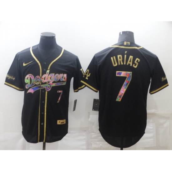 Men's Los Angeles Dodgers #7 Julio Urias Black Iridescent Logo Stitched MLB Cool Base Nike Jersey Men's Los Angeles Dodgers #7 Julio Urias Black Iridescent Logo Stitched MLB Cool Base Nike Jersey