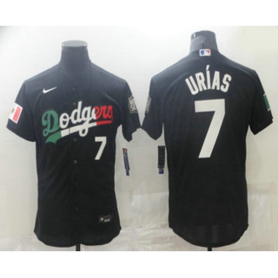 Men's Los Angeles Dodgers #7 Julio Urias Black Mexico 2020 World Series Flex Base Nike Jersey Men's Los Angeles Dodgers #7 Julio Urias Black Mexico 2020 World Series Flex Base Nike Jersey