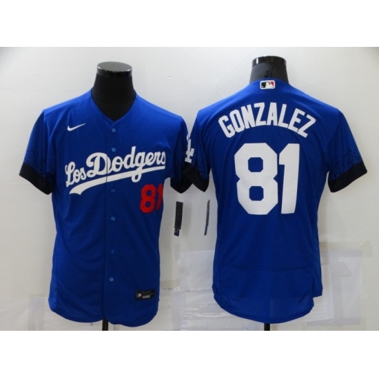 Men's Los Angeles Dodgers #81 Victor Gonzalez Blue Elite City Player Jersey Men's Los Angeles Dodgers #81 Victor Gonzalez Blue Elite City Player Jersey