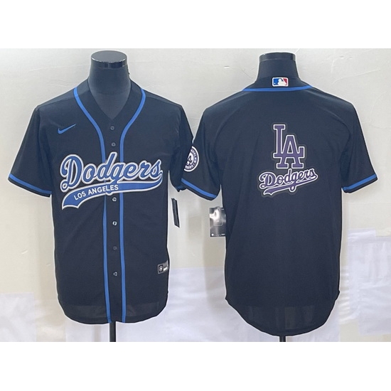 Men's Los Angeles Dodgers Black Team Big Logo With Patch Cool Base Stitched Baseball Jersey1 Men's Los Angeles Dodgers Black Team Big Logo With Patch Cool Base Stitched Baseball Jersey1