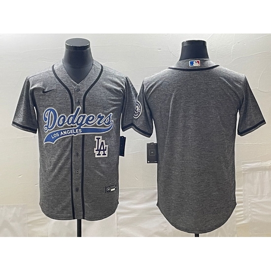 Men's Los Angeles Dodgers Blank Grey Gridiron Cool Base Stitched Baseball Jersey Men's Los Angeles Dodgers Blank Grey Gridiron Cool Base Stitched Baseball Jersey