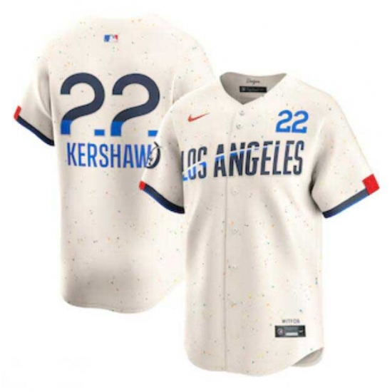 Men's Los Angeles Dodgers Clayton Kershaw Nike Cream 2024 City Connect Limited Player Jersey Men's Los Angeles Dodgers Clayton Kershaw Nike Cream 2024 City Connect Limited Player Jersey