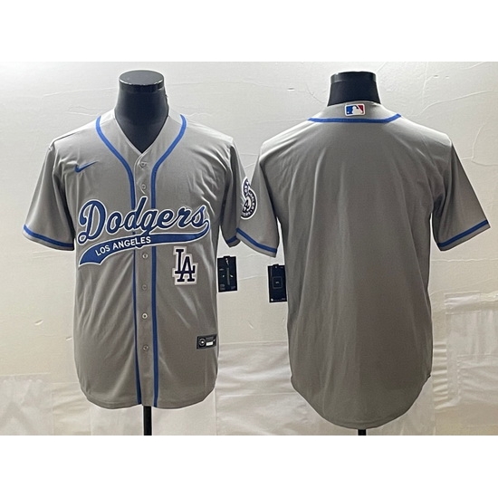 Men's Los Angeles Dodgers Grey Blank With Patch Cool Base Stitched Baseball Jersey Men's Los Angeles Dodgers Grey Blank With Patch Cool Base Stitched Baseball Jersey