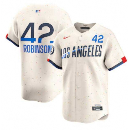 Men's Los Angeles Dodgers Jackie Robinson Nike Cream 2024 City Connect Limited Player Jersey Men's Los Angeles Dodgers Jackie Robinson Nike Cream 2024 City Connect Limited Player Jersey