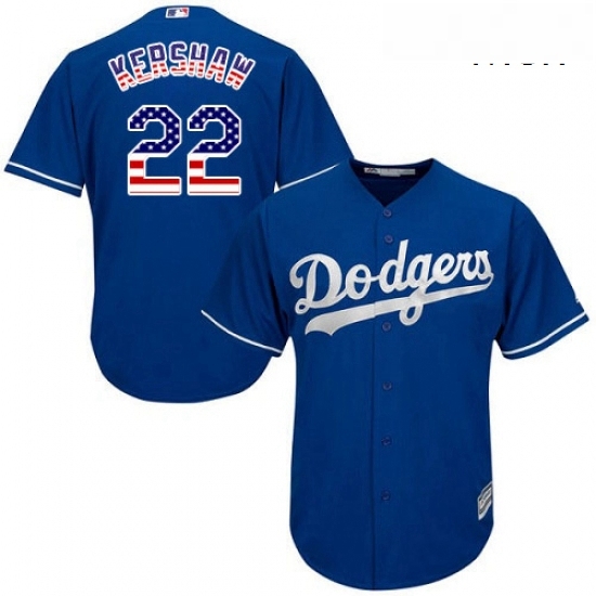 Mens Majestic Los Angeles Dodgers 22 Clayton Kershaw Replica Royal Blue USA Flag Fashion Cool Base MLB Jersey Mens Majestic Los Angeles Dodgers 22 Clayton Kershaw Replica Royal Blue USA Flag Fashion Cool Base MLB Jersey