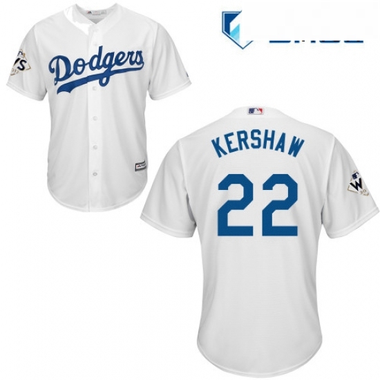 Mens Majestic Los Angeles Dodgers 22 Clayton Kershaw Replica White Home 2017 World Series Bound Cool Base MLB Jersey Mens Majestic Los Angeles Dodgers 22 Clayton Kershaw Replica White Home 2017 World Series Bound Cool Base MLB Jersey