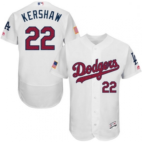 Mens Majestic Los Angeles Dodgers 22 Clayton Kershaw White Fashion Stars Stripes Flex Base MLB Jersey Mens Majestic Los Angeles Dodgers 22 Clayton Kershaw White Fashion Stars Stripes Flex Base MLB Jersey