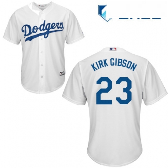Mens Majestic Los Angeles Dodgers 23 Kirk Gibson Replica White Home Cool Base MLB Jersey Mens Majestic Los Angeles Dodgers 23 Kirk Gibson Replica White Home Cool Base MLB Jersey