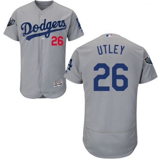Mens Majestic Los Angeles Dodgers 26 Chase Utley Gray Alternate Flex Base Authentic Collection 2018 World Series Jersey Mens Majestic Los Angeles Dodgers 26 Chase Utley Gray Alternate Flex Base Authentic Collection 2018 World Series Jersey