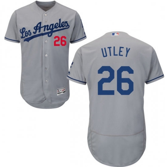 Mens Majestic Los Angeles Dodgers 26 Chase Utley Grey Flexbase Authentic Collection MLB Jersey Mens Majestic Los Angeles Dodgers 26 Chase Utley Grey Flexbase Authentic Collection MLB Jersey