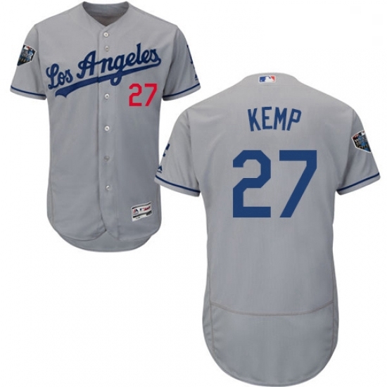 Mens Majestic Los Angeles Dodgers 27 Matt Kemp Grey Road Flex Base Authentic Collection 2018 World Series Jersey Mens Majestic Los Angeles Dodgers 27 Matt Kemp Grey Road Flex Base Authentic Collection 2018 World Series Jersey
