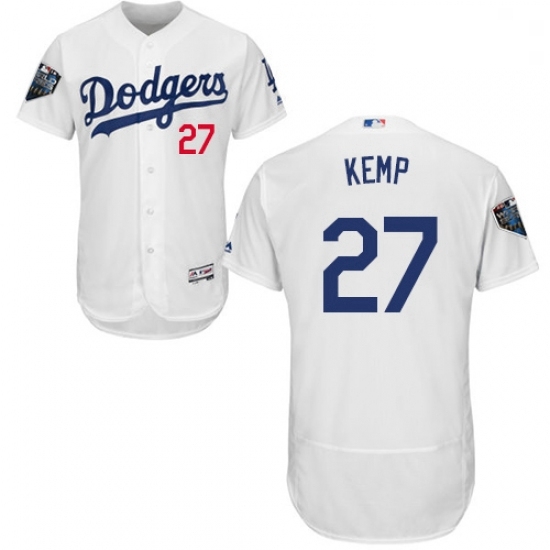 Mens Majestic Los Angeles Dodgers 27 Matt Kemp White Home Flex Base Authentic Collection 2018 World Series Jersey Mens Majestic Los Angeles Dodgers 27 Matt Kemp White Home Flex Base Authentic Collection 2018 World Series Jersey