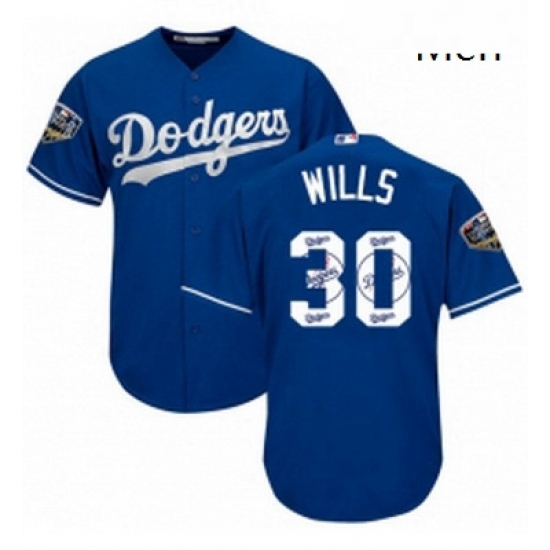 Mens Majestic Los Angeles Dodgers 30 Maury Wills Authentic Royal Blue Team Logo Fashion Cool Base 2018 World Series MLB Jersey Mens Majestic Los Angeles Dodgers 30 Maury Wills Authentic Royal Blue Team Logo Fashion Cool Base 2018 World Series MLB Jersey