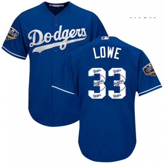 Mens Majestic Los Angeles Dodgers 33 Mark Lowe Authentic Royal Blue Team Logo Fashion Cool Base 2018 World Series MLB Jersey Mens Majestic Los Angeles Dodgers 33 Mark Lowe Authentic Royal Blue Team Logo Fashion Cool Base 2018 World Series MLB Jersey