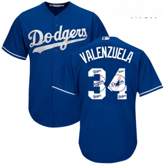 Mens Majestic Los Angeles Dodgers 34 Fernando Valenzuela Authentic Royal Blue Team Logo Fashion Cool Base MLB Jersey Mens Majestic Los Angeles Dodgers 34 Fernando Valenzuela Authentic Royal Blue Team Logo Fashion Cool Base MLB Jersey
