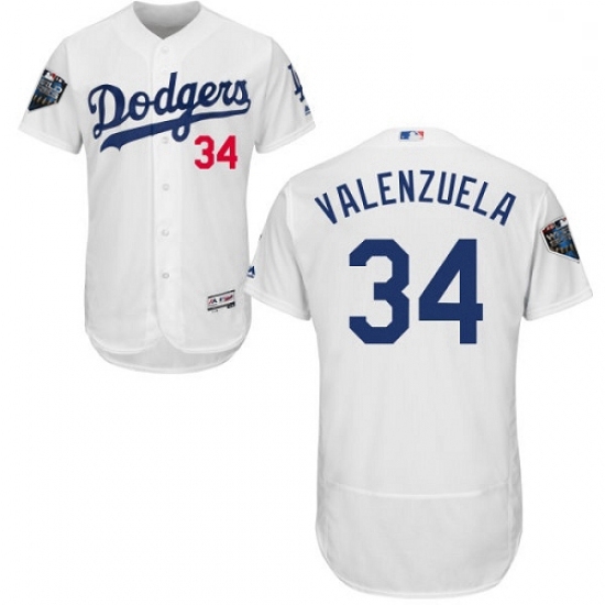 Mens Majestic Los Angeles Dodgers 34 Fernando Valenzuela White Home Flex Base Collection 2018 World Series Jersey 2 Mens Majestic Los Angeles Dodgers 34 Fernando Valenzuela White Home Flex Base Collection 2018 World Series Jersey 2