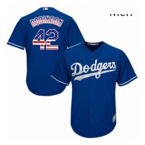 Mens Majestic Los Angeles Dodgers 42 Jackie Robinson Replica Royal Blue USA Flag Fashion Cool Base MLB Jersey Mens Majestic Los Angeles Dodgers 42 Jackie Robinson Replica Royal Blue USA Flag Fashion Cool Base MLB Jersey