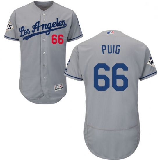 Mens Majestic Los Angeles Dodgers 66 Yasiel Puig Authentic Grey Road 2017 World Series Bound Flex Base Jersey Mens Majestic Los Angeles Dodgers 66 Yasiel Puig Authentic Grey Road 2017 World Series Bound Flex Base Jersey