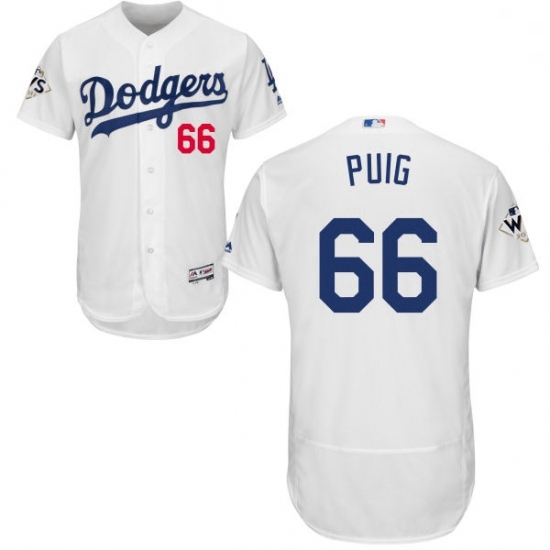 Mens Majestic Los Angeles Dodgers 66 Yasiel Puig Authentic White Home 2017 World Series Bound Flex Base Jersey Mens Majestic Los Angeles Dodgers 66 Yasiel Puig Authentic White Home 2017 World Series Bound Flex Base Jersey