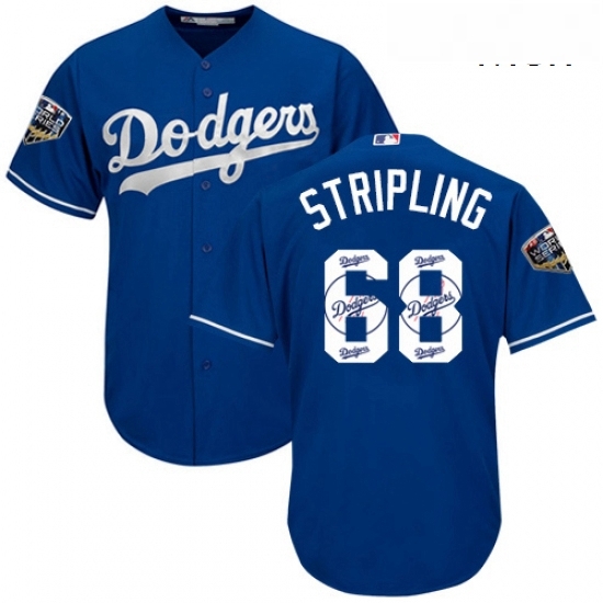 Mens Majestic Los Angeles Dodgers 68 Ross Stripling Authentic Royal Blue Team Logo Fashion Cool Base 2018 World Series MLB Jersey Mens Majestic Los Angeles Dodgers 68 Ross Stripling Authentic Royal Blue Team Logo Fashion Cool Base 2018 World Series MLB Jersey
