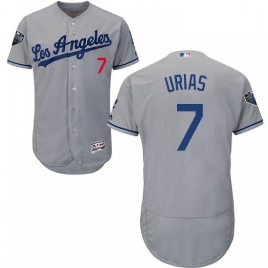 Mens Majestic Los Angeles Dodgers 7 Julio Urias Grey Road Flex Base Authentic Collection 2018 World Series Jersey Mens Majestic Los Angeles Dodgers 7 Julio Urias Grey Road Flex Base Authentic Collection 2018 World Series Jersey