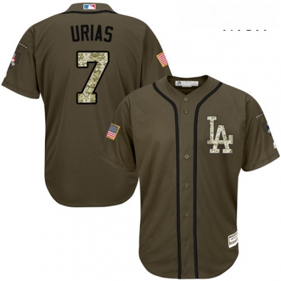 Mens Majestic Los Angeles Dodgers 7 Julio Urias Replica Green Salute to Service MLB Jersey Mens Majestic Los Angeles Dodgers 7 Julio Urias Replica Green Salute to Service MLB Jersey