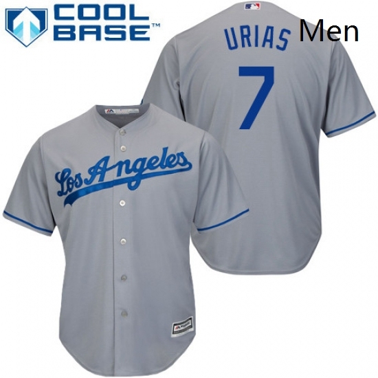 Mens Majestic Los Angeles Dodgers 7 Julio Urias Replica Grey Road Cool Base MLB Jersey Mens Majestic Los Angeles Dodgers 7 Julio Urias Replica Grey Road Cool Base MLB Jersey