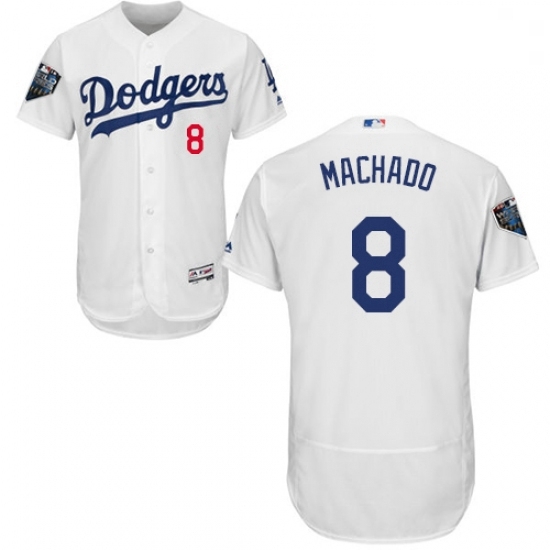 Mens Majestic Los Angeles Dodgers 8 Manny Machado White Home Flex Base Authentic Collection 2018 World Series Jersey Mens Majestic Los Angeles Dodgers 8 Manny Machado White Home Flex Base Authentic Collection 2018 World Series Jersey