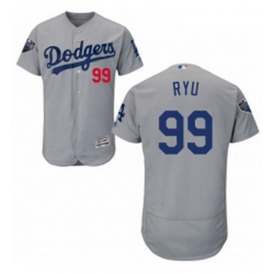 Mens Majestic Los Angeles Dodgers 99 Hyun Jin Ryu Gray Alternate Flex Base Authentic Collection 2018 World Series Jersey Mens Majestic Los Angeles Dodgers 99 Hyun Jin Ryu Gray Alternate Flex Base Authentic Collection 2018 World Series Jersey