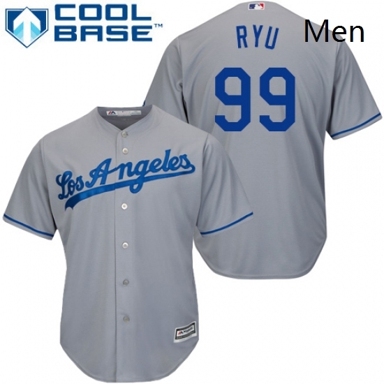 Mens Majestic Los Angeles Dodgers 99 Hyun Jin Ryu Replica Grey Road Cool Base MLB Jersey Mens Majestic Los Angeles Dodgers 99 Hyun Jin Ryu Replica Grey Road Cool Base MLB Jersey